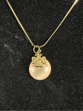 Vintage Tory Burch Gold Initial Disc Pendant Necklace